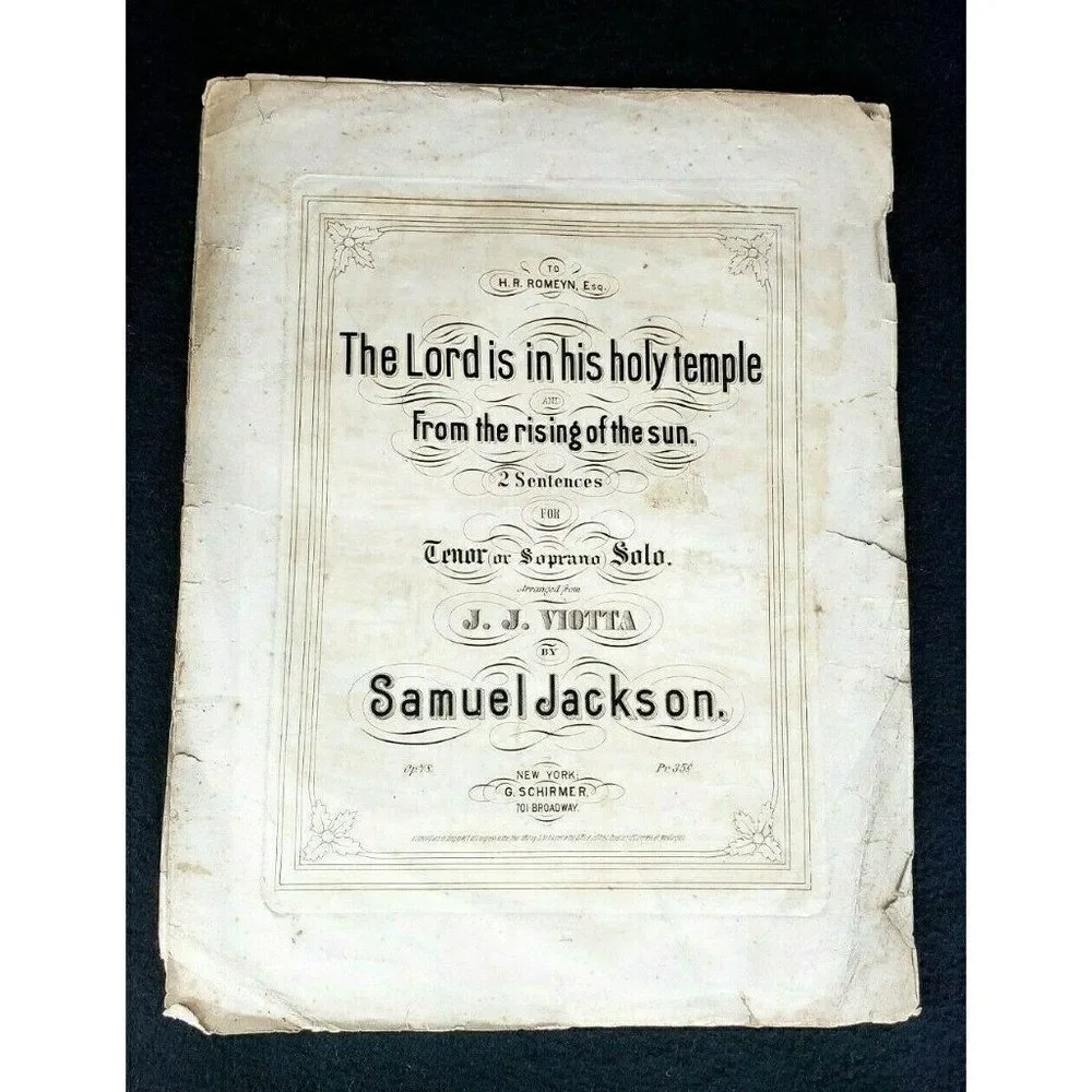 Vintage Lord In His Holy Temple Schirmer Sheet Music Samuel Jackson Religious